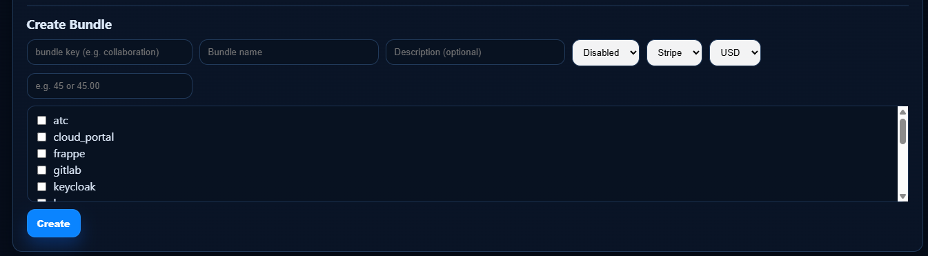 Bundle Creation Form