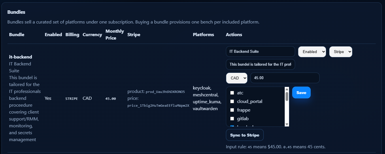 Bundle Editing Interface